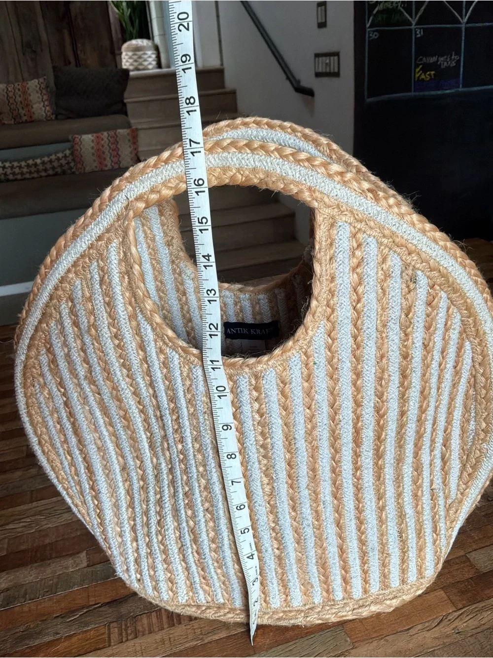 Antik Kraft Striped Woven Tote in Tan & Cream